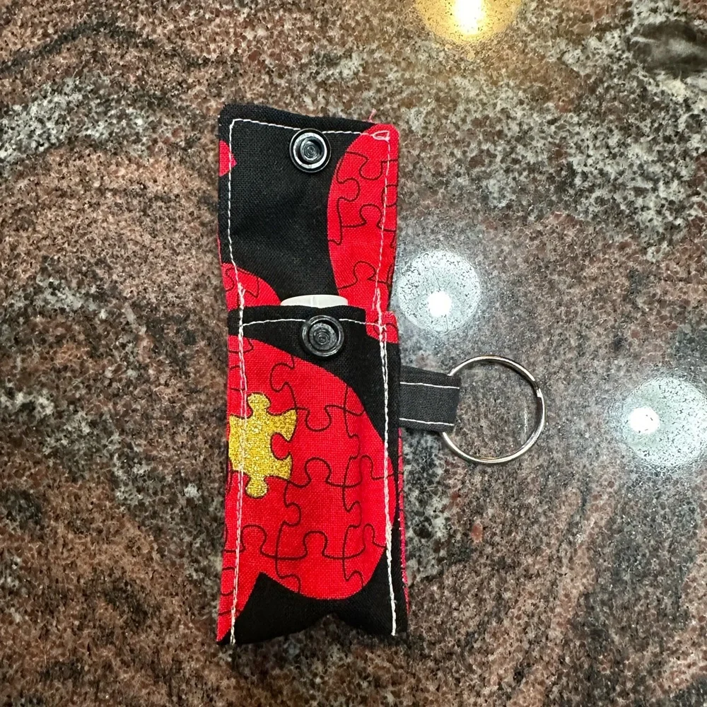 Handmade lip balm holder keychain- Puzzle pieces